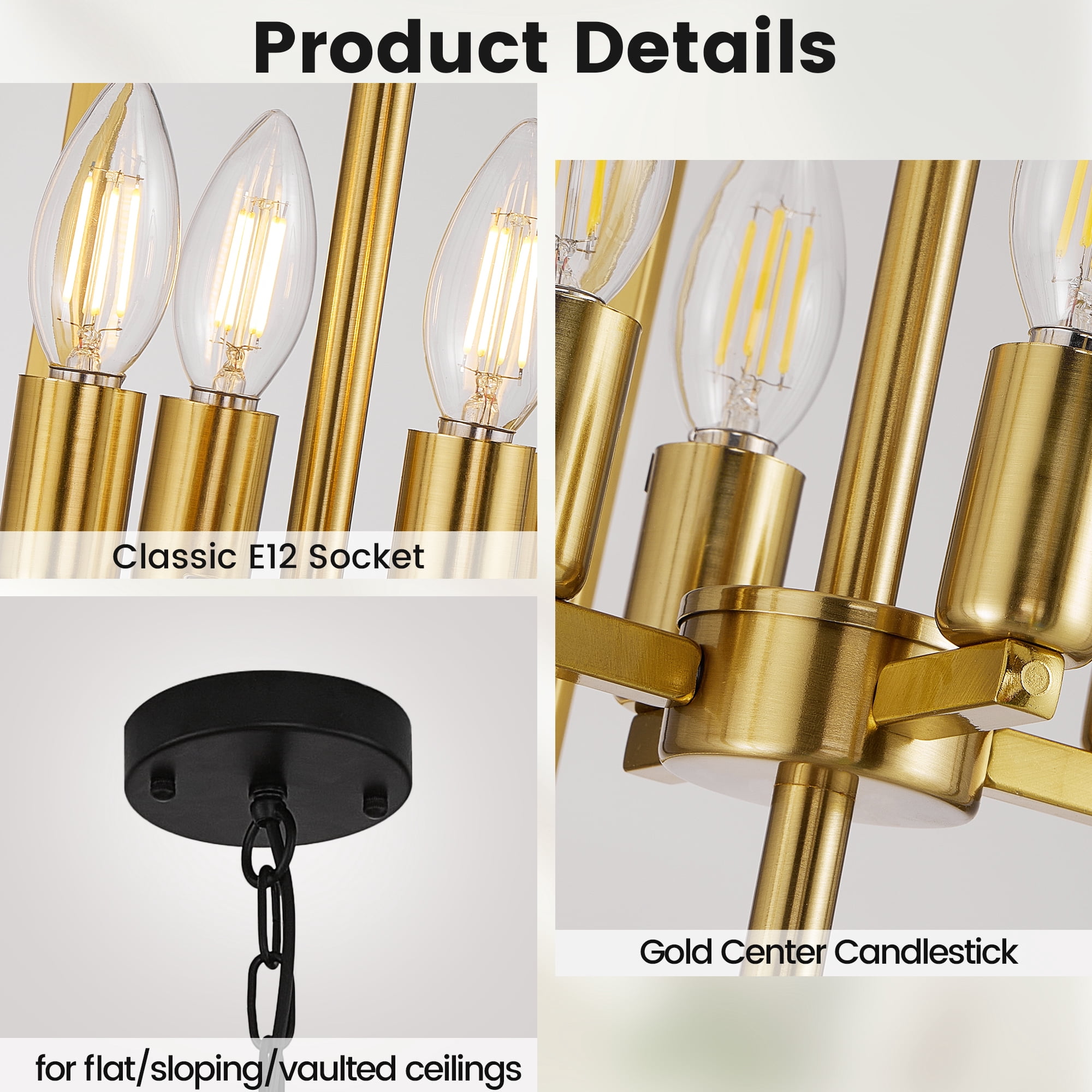 LovingAHome 12-Light  Farmhouse Lantern Pendant Light Long Chandeliers for High Ceilings Foyer Pendant, Black & Gold
