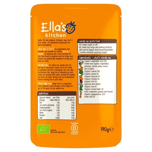 Ella's Kitchen Chicken & Rice Casserole Baby Food Pouch 10+ Months 190g, British Import (Pack of 2)