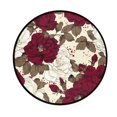 thumbnail image 2 of 36.2 Inch Round Floor Mat White and Crimson Roses Pattern Carpet Decor Rug for Living Room Bedroom, 2 of 6