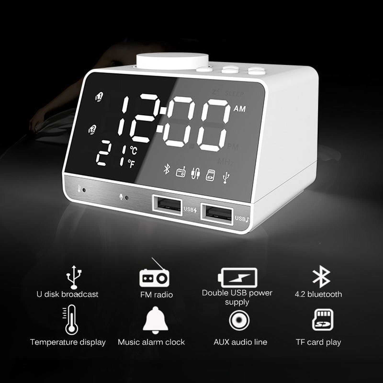 AMERTEER K11 Bluetooth Radio Alarm Clock Speaker With USB