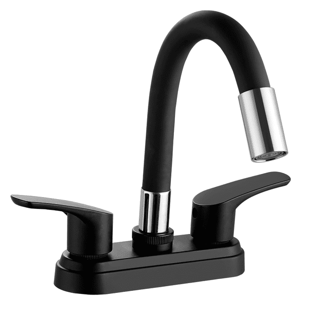 Llave Mezcladora Negra Para Lavabo Cuello Flexible Eco Lua Acabado Mate Color Negro