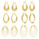 thumbnail image 1 of Juego de 6 Pares de Aros Chapados en Oro Amarillo JeenMata Estilos Modernos y Clásicos, 1 of 5