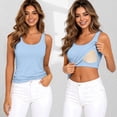 thumbnail image 2 of WEIWEN Womens Tank Tops with Built in Bras Camisole Tops for Women for Under Clothes Summer Running Workout Athletic Cami Shirts Women's Clothing Light Blue, L, 2 of 4