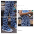 thumbnail image 4 of Pantalones acampanados Leggings estampados ajustados de talle alto largos acampanados para mujer Lady Street Blue Grid S, 4 of 5