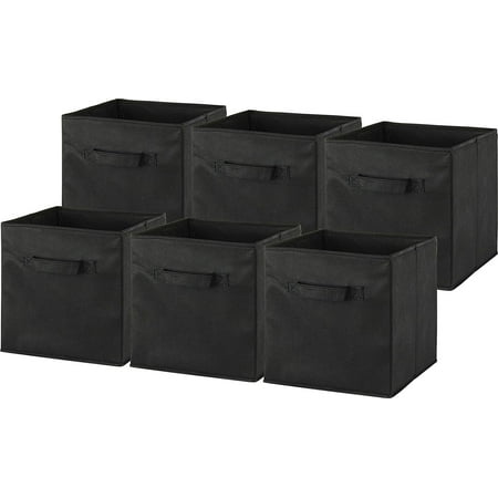 - Yosoo 6 Pack Non-woven Foldable Cube Storage Bin Fabric Collapsible Storage Organizer Boxes - with Dual Handles - for Home Closet Bedroom Drawers Organizers - 10.6*10.3*10.9inch - Black