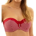 thumbnail image 3 of Panache RED/WHITE Britt Stripe Bandeau Bikini Swim Top, US 30H, UK 30FF, 3 of 7