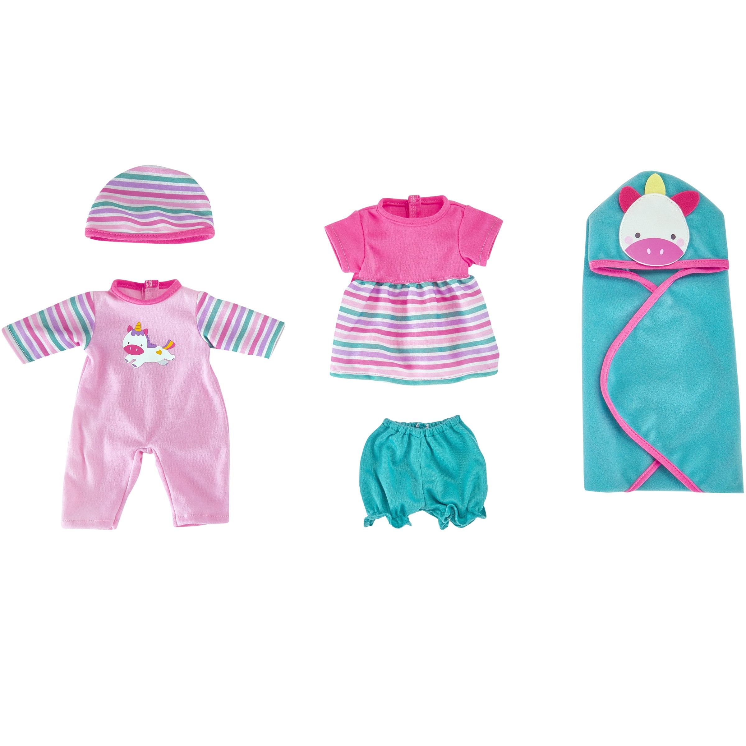 My Sweet Love 12.5" Baby Doll and Outfits Play Set, 6 Pieces, Unicorn