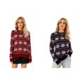 thumbnail image 5 of Yesfashion Women's Christmas Snowflake Knitted Sweater Long Sleeve Crew Neck Print Pullover Knitwear, 5 of 8