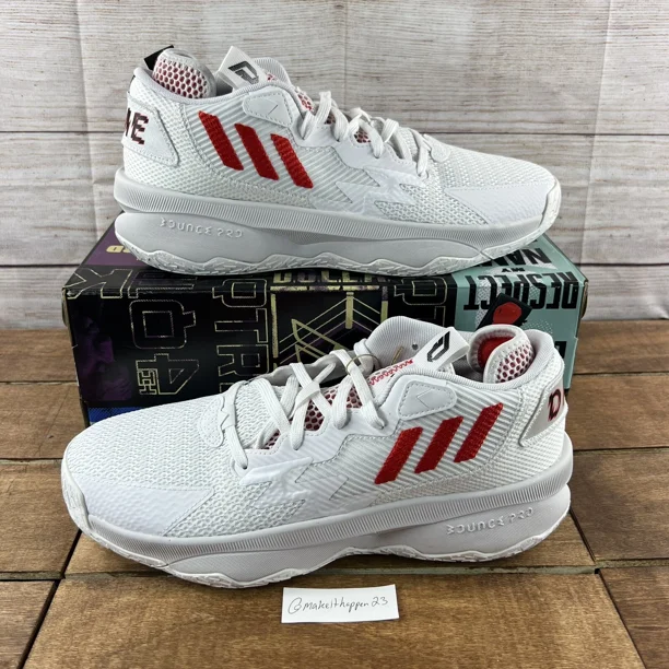 Adi-das DAME 8 ‘Dame Time’ White Red BlackBasketball Shoes GY0384 Men's Size 9