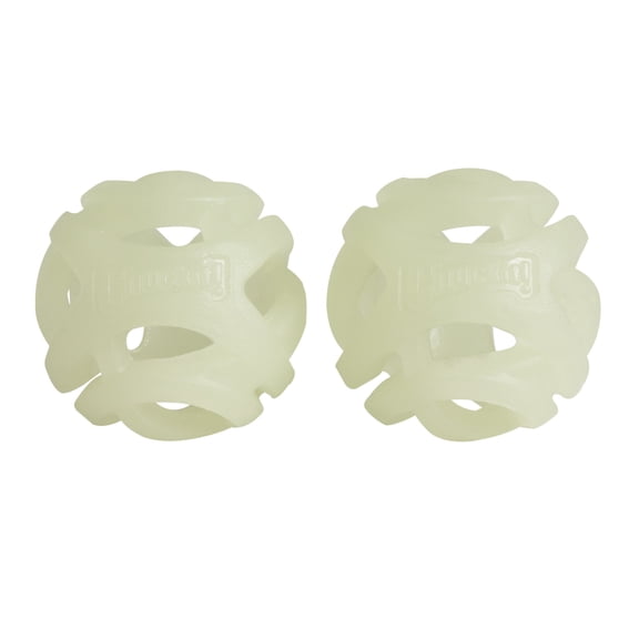 Chuckit! Air Glow Dog Ball Fetch Hard Breathe Easy Rubber Toy for Dogs, Small 2" for Breeds up to 20 lb, Pack of 2, White Glow in the Dark