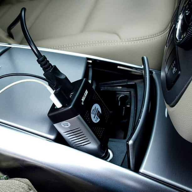 BESTEK Car Power Inverter Onduleur de voiture 150W 12V à 110V Convertisseur  Adaptateur secteur chargeur de voiture avec 2 ports de charge USB, Noir  (3.1A partagé) 