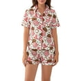 thumbnail image 2 of Christmas Pajama Set for Women Short Sleeve Tops + Elastic Waist Shorts Pjs Loungewear Set Holiday Sleepwear, 2 of 6