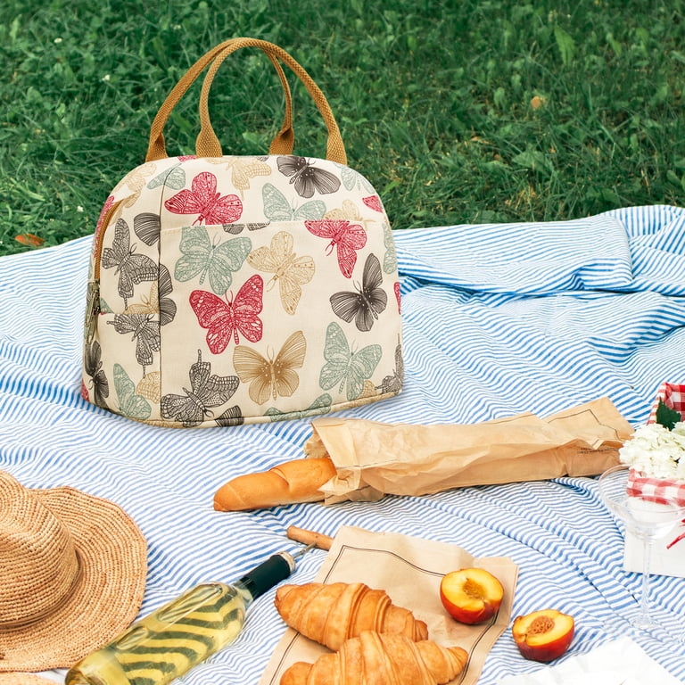 Inosoo Canvas Lunch Tote for Women, Butterfly Print photo 4