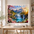 thumbnail image 5 of Waterfall and Cherry Blossoms in Snowy Mountains, Serene Watercolor for Nature Lovers, Spring Landscape Wall Decor, Housewarming Gift Tapestry Wall Hanging for Living Room and Bedroom, 5 of 7