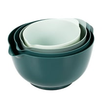 TINANA Plastic Mixing Bowl Set of 4, Nesting Bowls With Pour Spout, Non-Slip Base, Size 1.7, 2.5, 3.5 and 4.5 QT, Great for Prepping, Baking, Cooking,Green Ombre