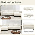 thumbnail image 5 of SZLIZCCC Modular Sectional Sofa with Movable Ottoman, L/U Shaped Chenille Fabric Couch with High - End Material,Flexible Combination for Living Room, Office, Apartment White3+1, 5 of 8
