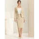 thumbnail image 3 of Conjunto de falda de traje de 2 piezas para mujer Blazer de manga larga informal de negocios y falda de tubo Caqui L, 3 of 6