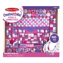 Melissa & Doug Sparkle & Shimmer Wooden Bead Set: 340 Beads and 12 Laces for Jewelry-Making