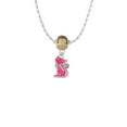 thumbnail image 2 of Delight Jewelry Silvertone Hot Pink Glitter Cat Mia Monkey Charm Necklace, 2 of 4