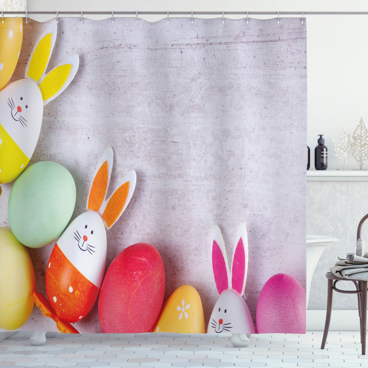 Details about  / Boy and Girl Easter Eggs Waterproof Polyester Fabric Shower Curtain Bathroom Mat