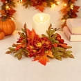 thumbnail image 5 of geerera Fall Decor Candle Ring, Artificial Harvest Floral Mini Wreath for Pillar Candles, Rustic Autumn Tabletop Decor for Thanksgiving & Halloween Home, 9.8", 5 of 6