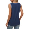 thumbnail image 5 of Bovemsi Tank Tops for Women Summer Trendy V Neck Tops Shiny Trim Loose Fit Casual Sleeveless Shirts Fashion 2025, Blue Women's Summer Tank Tops, XXL, 5 of 9