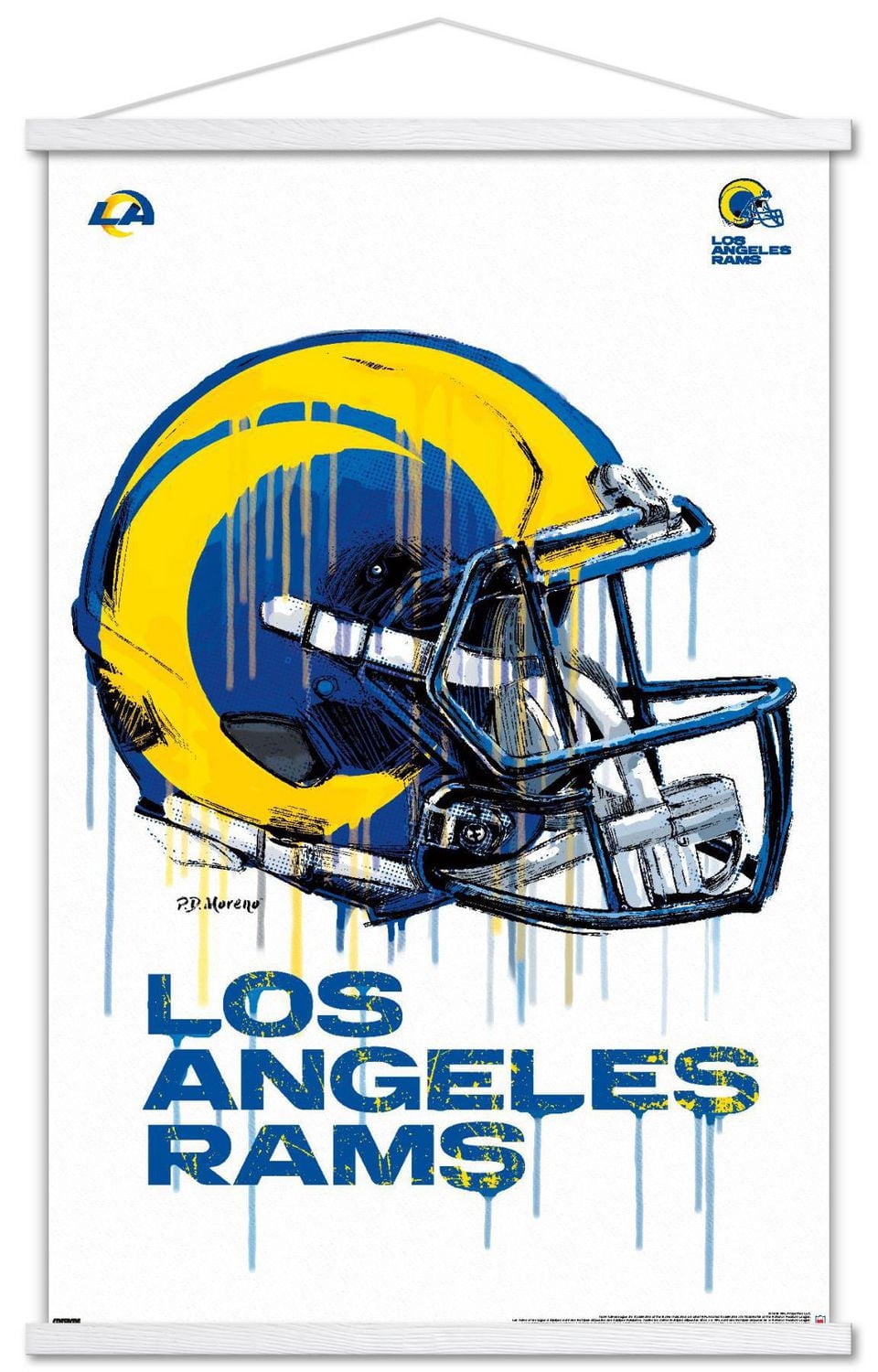 NFL Los Angeles Rams - Drip Helmet 20 Wall Poster, 14.725" x 22.375" Framed