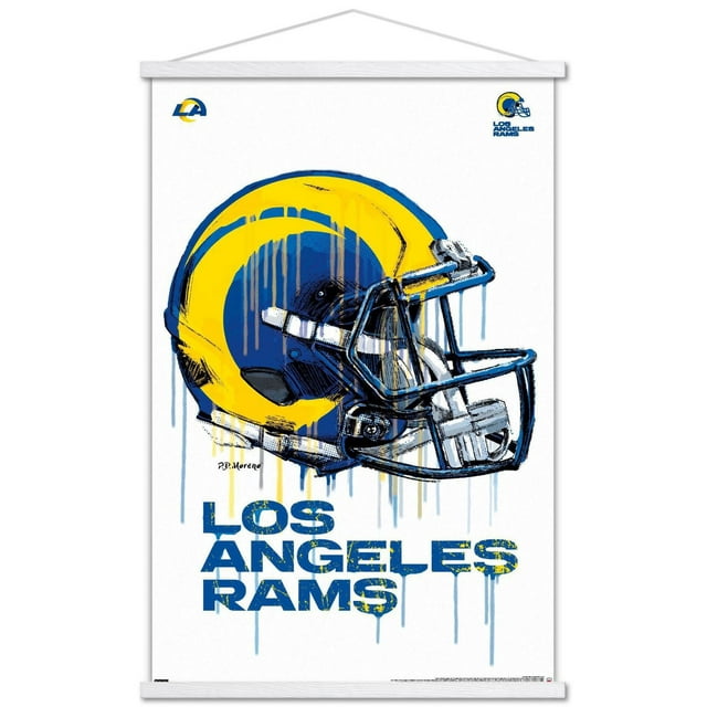 NFL Los Angeles Rams - Drip Helmet 20 Wall Poster, 14.725" x 22.375" Framed