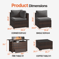 thumbnail image 3 of YardCache 8-Piece Outdoor Patio Furniture Set with 44" Fire Pit Table, All-Weather Wicker Rattan Sectional Sofa with Coffee Table & Cover (Grey), 3 of 8