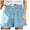 Blue, variant on GERsome Summer Shorts for Women Cute Ruffle Solid Color Shorts Elastic Waist Casual Beach Vacation Shorts with Pockets S-2XL