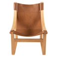 thumbnail image 3 of Lima Natural Top Grain Leather and Solid Wood Sling Chair, 3 of 8