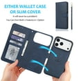 thumbnail image 5 of Wallet Case for iPhone 17 Pro Max, 2 In 1 PU Leather Flip Phone Case with Detachable Magnetic TPU Inner, Kickstand Phone Cover with Card Slots & Wrist Strap for iPhone 17 Pro Max, Blue, 5 of 7