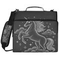thumbnail image 2 of Zipper Binder with Shoulder Strap 2 inch 3 Ring Waterproof File Folder Organizer Bag 500 Sheet Unicorn Made Of White Dots, 2 of 8