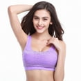 thumbnail image 6 of Baywell Women Floral Lace Bralette Padded Breathable Sexy Racerback Lace Bra 2 Pack Purple, 6 of 10
