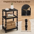 thumbnail image 3 of Small Side Table with 3-Tier Shelf, Wood End Table for Living Room Bedroom, Narrow Nightstand for Small Spaces, Black, 3 of 8