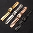 thumbnail image 1 of Correa de reloj de tres cuentas de acero inoxidable Cinturón de acero sólido Hebilla plegable Correa de reloj de acero inoxidable para hombres y mujeres Cadena de reloj 4 colores opcionales, 1 of 4