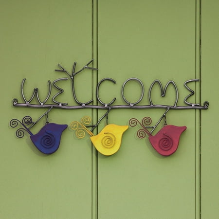 Outdoor Welcome Sign - Ancient Graffiti Hanging Wire Birds Welcome Sign