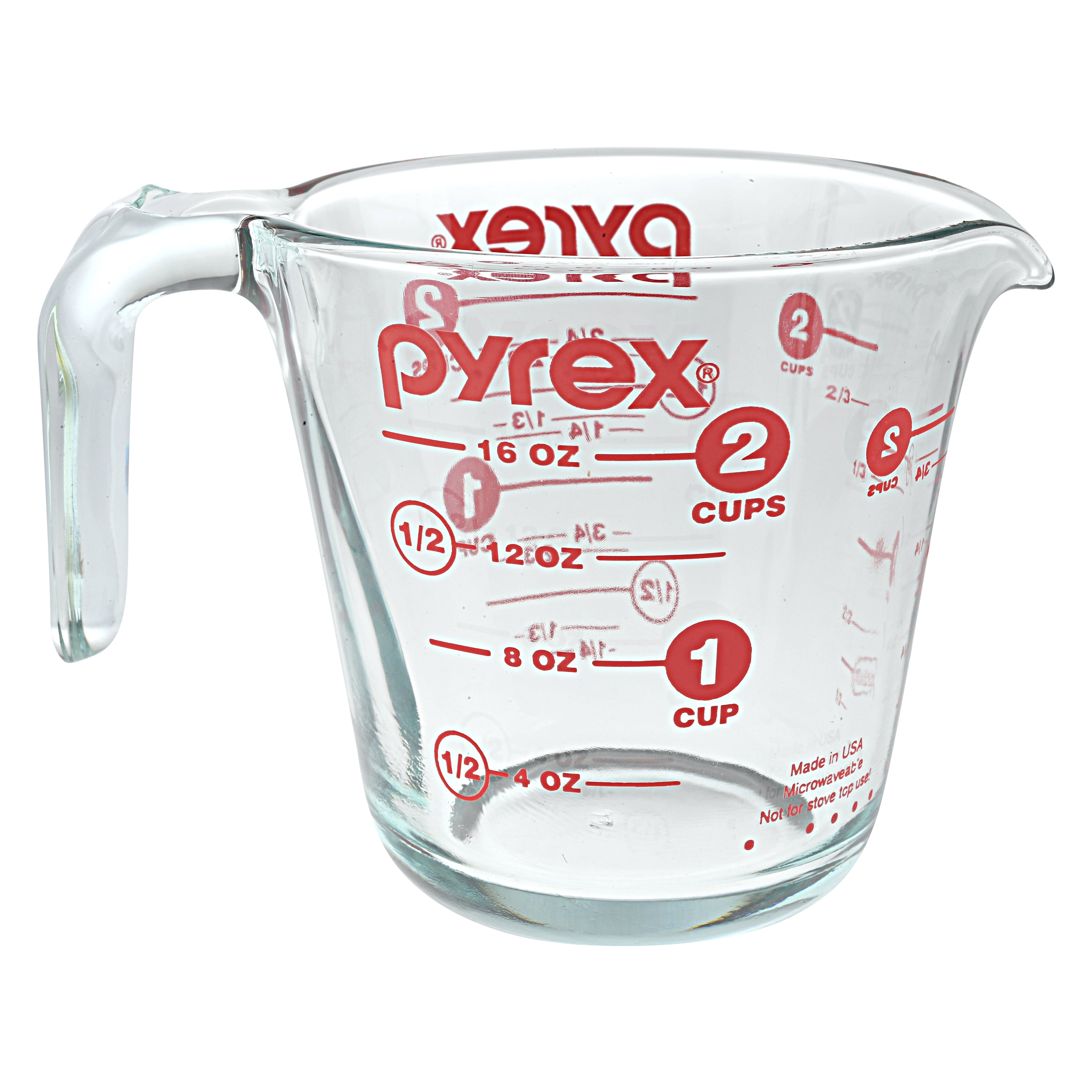 VTG Pyrex Glass Measuring Cup Red Lettering Size 1 Cup 250 ml EUC