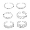 thumbnail image 1 of MasteelfCA 1 Set/6PCS Delicate Ring Decor Rhinestone Inlaid Hollow-out Ring Toe Ring, 1 of 7