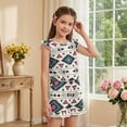 thumbnail image 4 of ZIATUBLES Aztec Feather Print Girls Summer Romper Ruffle Cap Sleeves One-Piece Short Jumpsuit Soft Comfort Kids Casual Playsuit with Pockets for 5-6 Y, 4 of 6