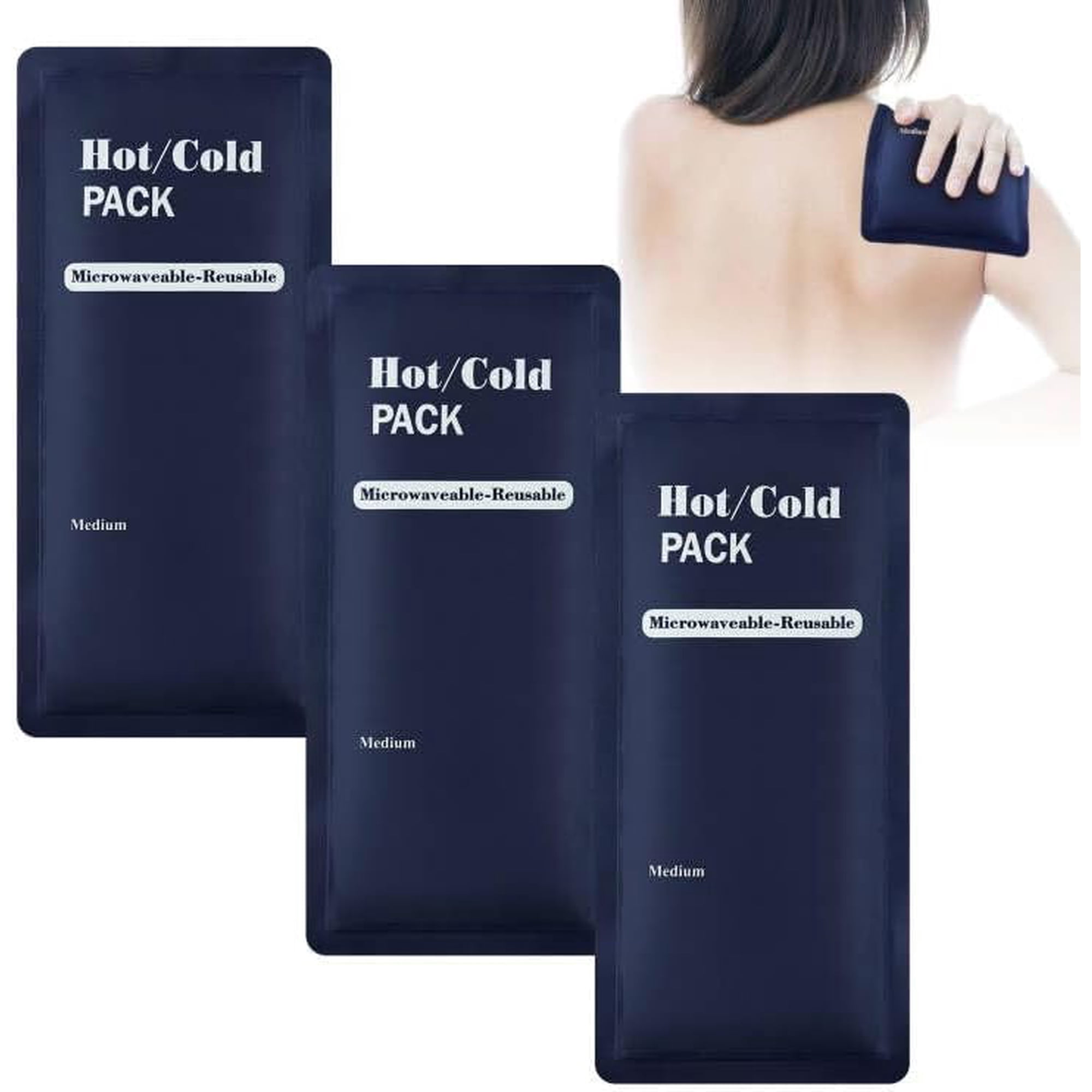 Gel Ice Packs Reusable 3PCS Hot and Cold Packs for Injuries, Soft Flexible Ice Pack for Pain Relief, Swelling, Recovery, Cold Compress for Back, Knee, Shoulder, Ankle, Hip, Neck, Toothache, Sprains