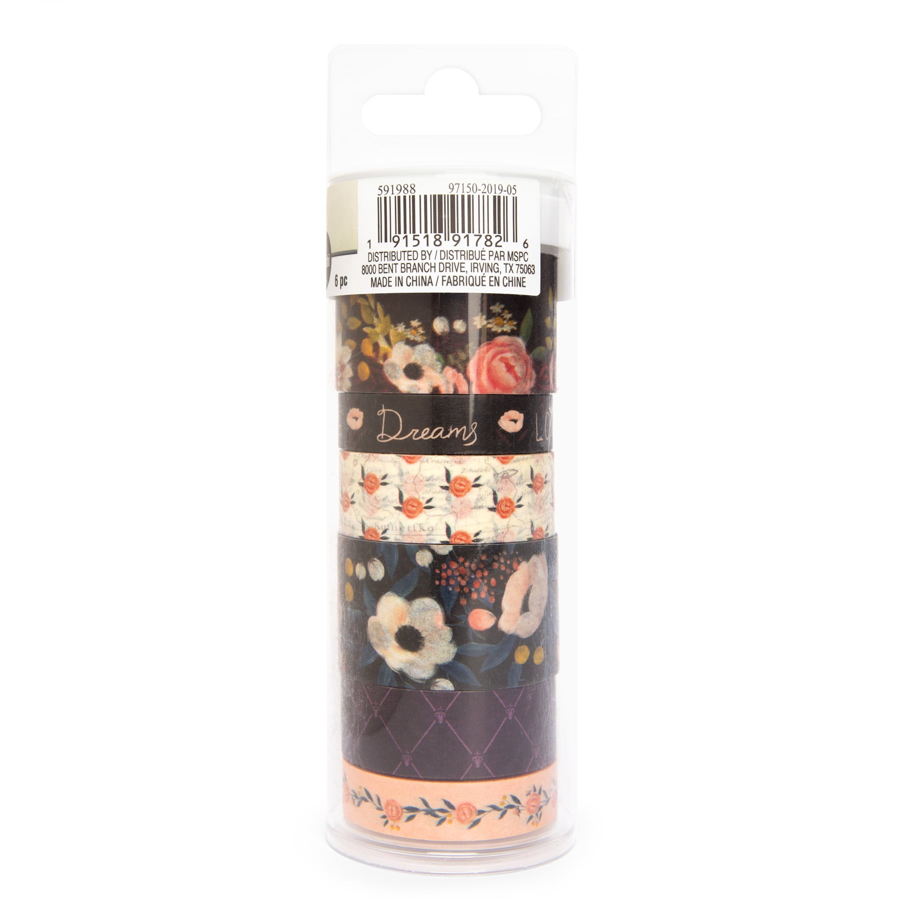 Recollections Fantasy Floral Crafting Washi Tape Set, 12 Packs: 6 ct. (72 total)