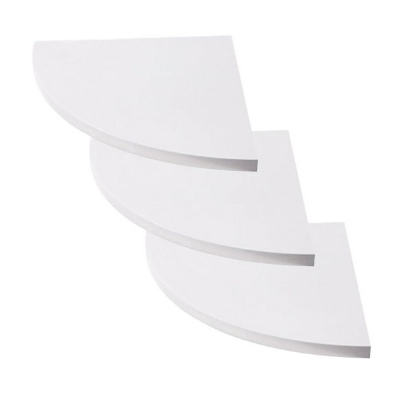 NUOLUX 3PCS/Set Round End Hanging Wall Mount Floating Shelves Corner Bookshelf Display Racks Decoration for Bedroom Office Home (3 Boards for S Size)