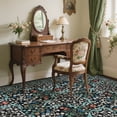 thumbnail image 3 of GlowSol 8'x10' Floral Area Rug Boho Washable Rug Non-Slip Low Pile Farmhouse Floral Carpet for Living Room Bedroom, Black, 3 of 7