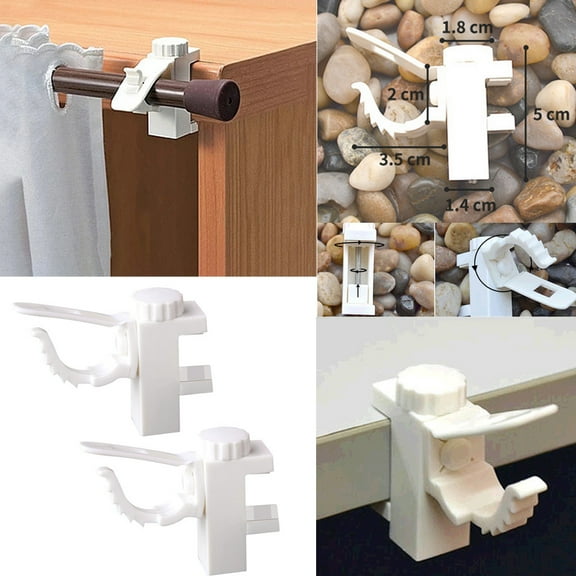 2PCS Outside Mounted Blinds Curtain Rod Bracket , Adjustable Clamp Seat Easy to Install No Drill Needed Holders Brackets for Bracket Rail