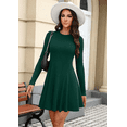 thumbnail image 4 of Sweater Dress for Women Fall Long Sleeve Crew Neck Ribbed Knit Fit and Flare A-Line Dresses, 4 of 5