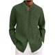thumbnail image 5 of Ceisia Men's Relaxed Fit Linen Blend Stand Collar Shirt, Solid Color Long Sleeve Casual Button-Up Top Gifts, 5 of 6