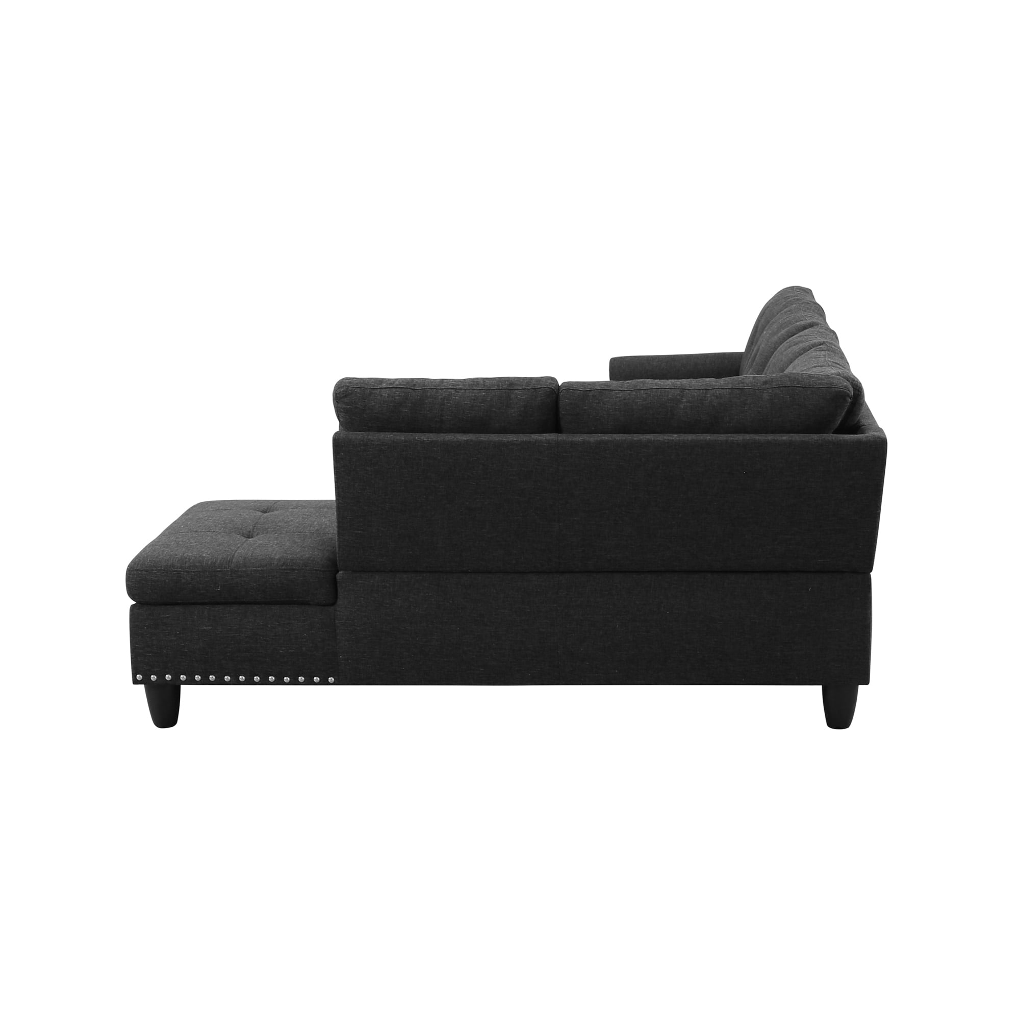 Howcool 98" Sectional Sofa, L-Shaped Couch with Right-Facing Chaise, Linen Fabric Modular Sectional Sofa for Living Room, Apartment & Small Space, Black