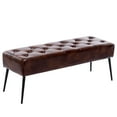 thumbnail image 3 of Duhome Faux Leather Upholstered Bench Mid-century Modern Tufted Dark Brown 1 Pcs, 3 of 11
