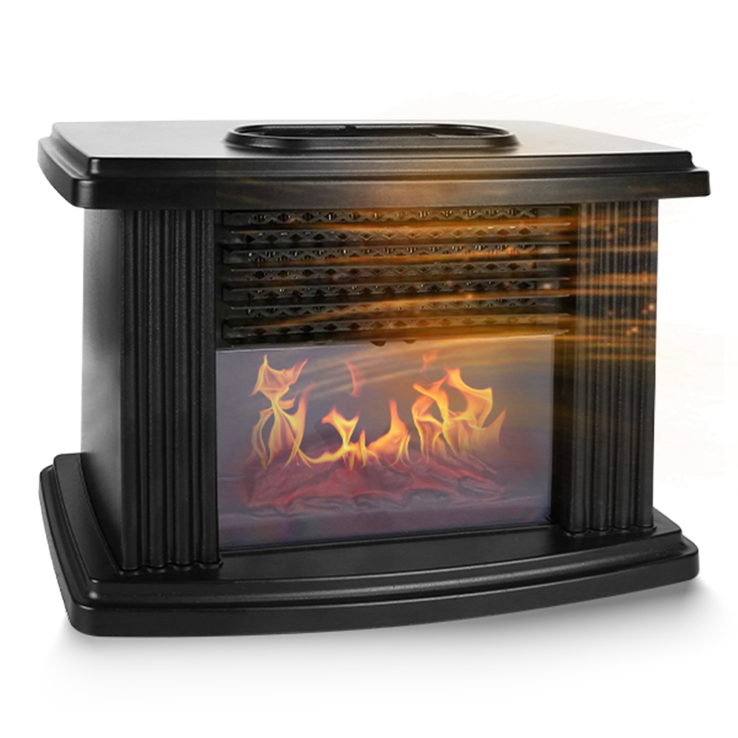 Electric Fireplace Heater 800W Artificial Flame Stove Heater with Accurate Digital Thermostat Timer Setting Remote Control Overheating Protection for Office Bedroom